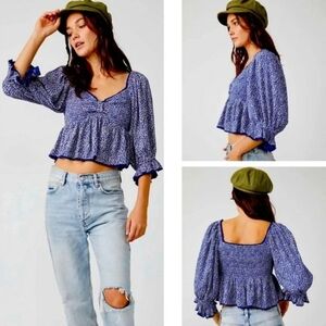 Free People Brittnee Printed Top Small - New With Tags